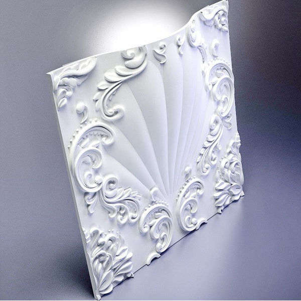 Дизайнерская панель 3D Artpole Valencia led white 3 модуля гипс