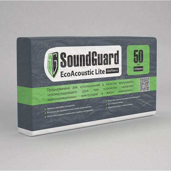 Плита звукопоглощающая Экоплита Soundguard Ecoacoustic Lite 1000х600х50 мм